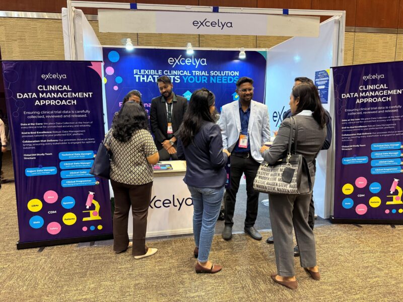 Visual representation of Excelya's risk-based quality management approach, highlighting centralized monitoring and early risk detection in clinical trials.