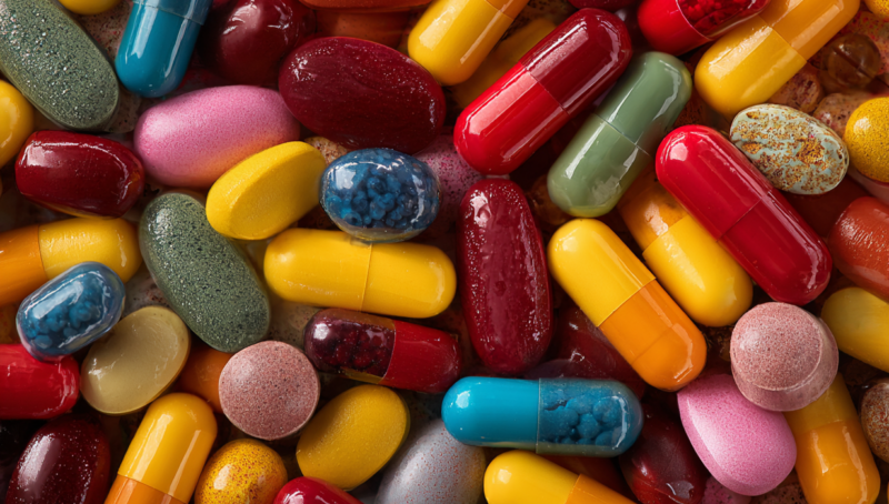 Assorted capsules and tablets representing investigational drugs studied in early phase clinical trials