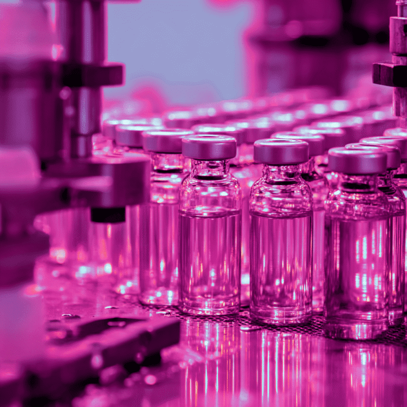 Pharmaceutical vials on a production line highlighting regulatory operations in Poland