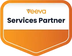 Excelya official Veeva Services Partner certification badge for life sciences consulting and technology services.