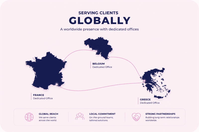 Excelya clinical resourcing global network with dedicated offices in France, Belgium, and Greece supporting clinical trial and clinical research resourcing worldwide.